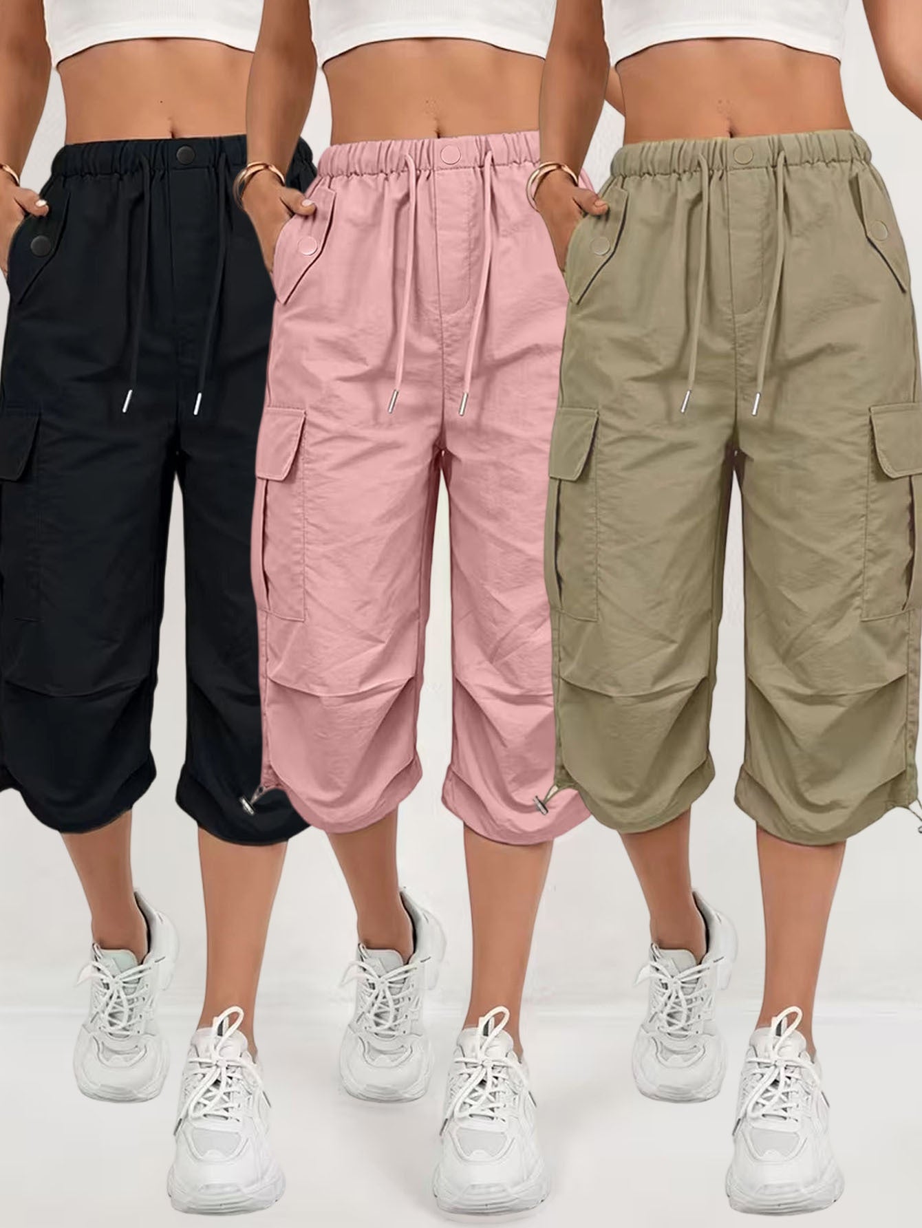 Loose Fitting Casual Drawstring Solid-color European and American Style Trendy Sportswear