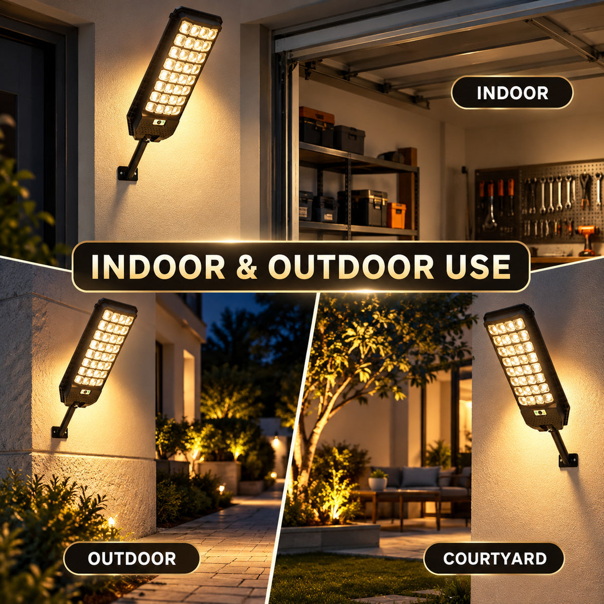 Solar Powered Motion Sensor Outdoor Light W7208 8 Noir pour Garden Yard Street Wall LED