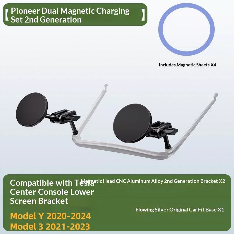 Support de téléphone central avec charge rapide sans fil magnétique et stable