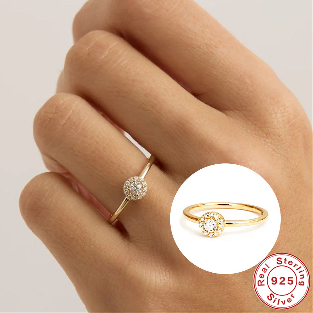 Coin arrondi du vent Moissanite Anneau Or 18K