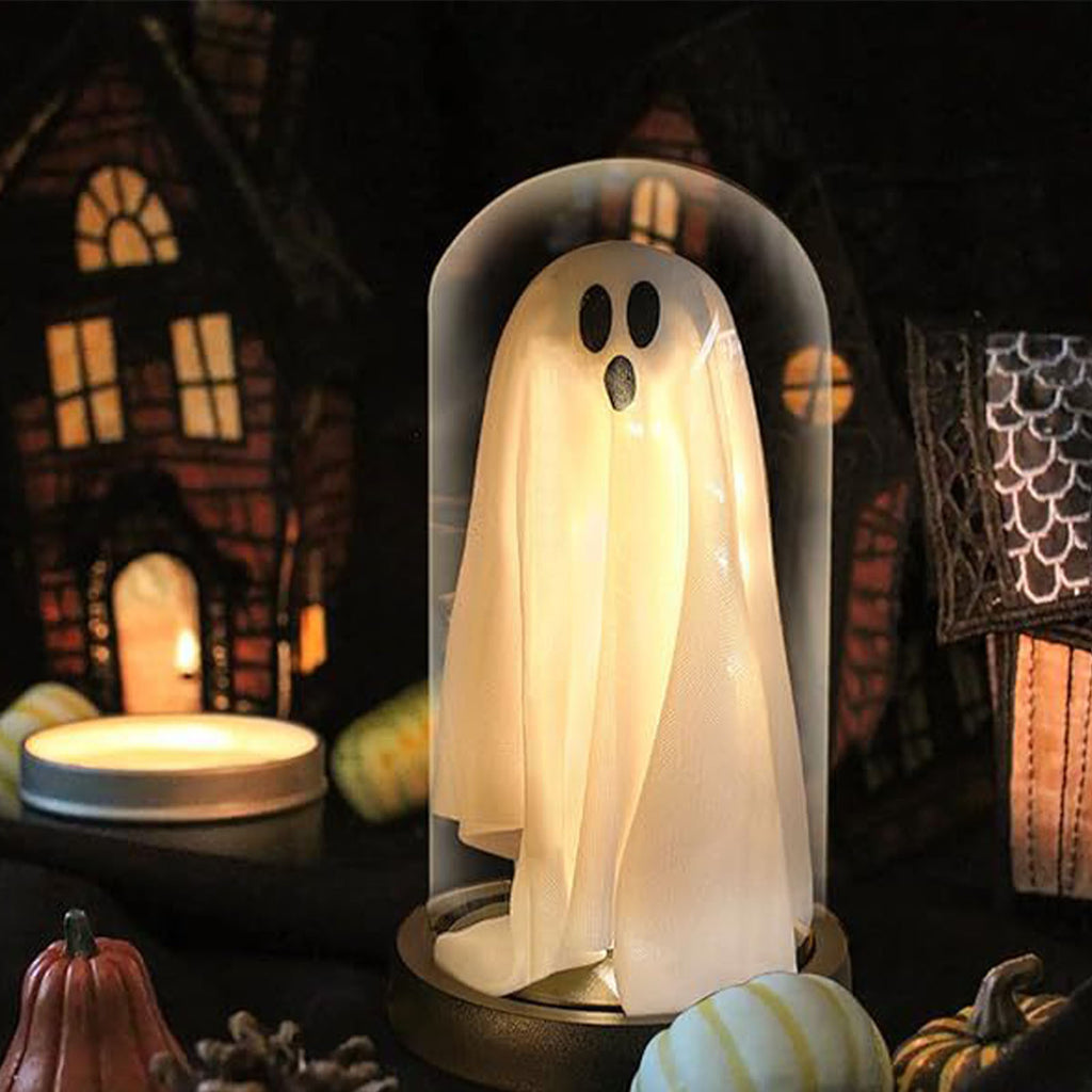 Light Up Ghost En verre Cloche LED Lighted mignon Ghost Tabletop Ornement pour la maison intérieure Ho