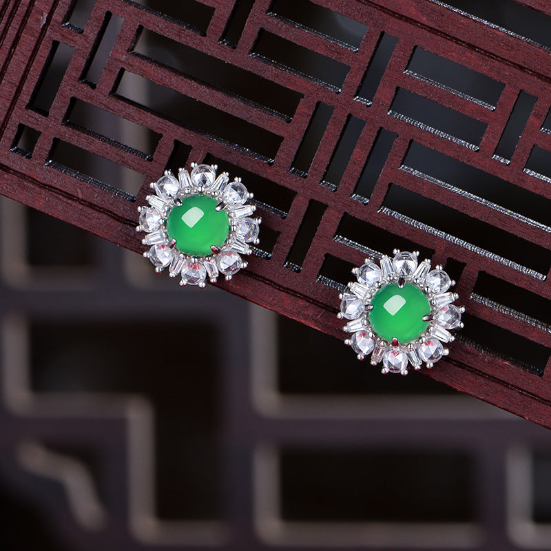 S925 Boucles d'oreilles Sterling Silver Flower Stud