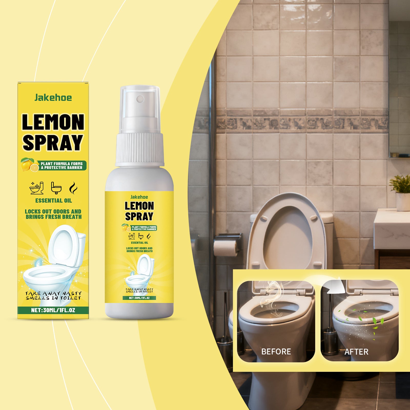 Spray de désodorisation des toilettes Saveur de citron 30ml1box