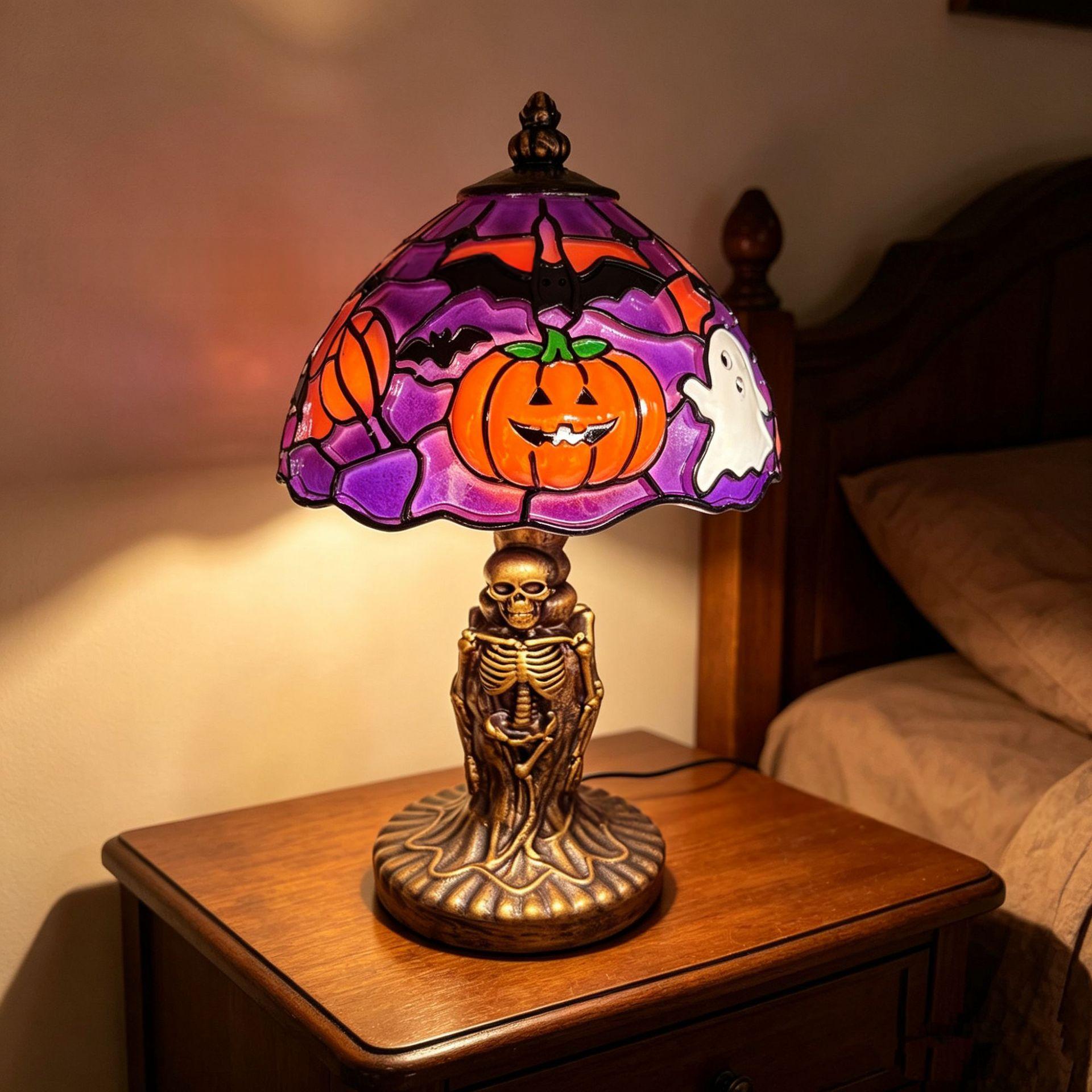 Lampe de table de citrouille Ghost Bat Glowing d'Halloween