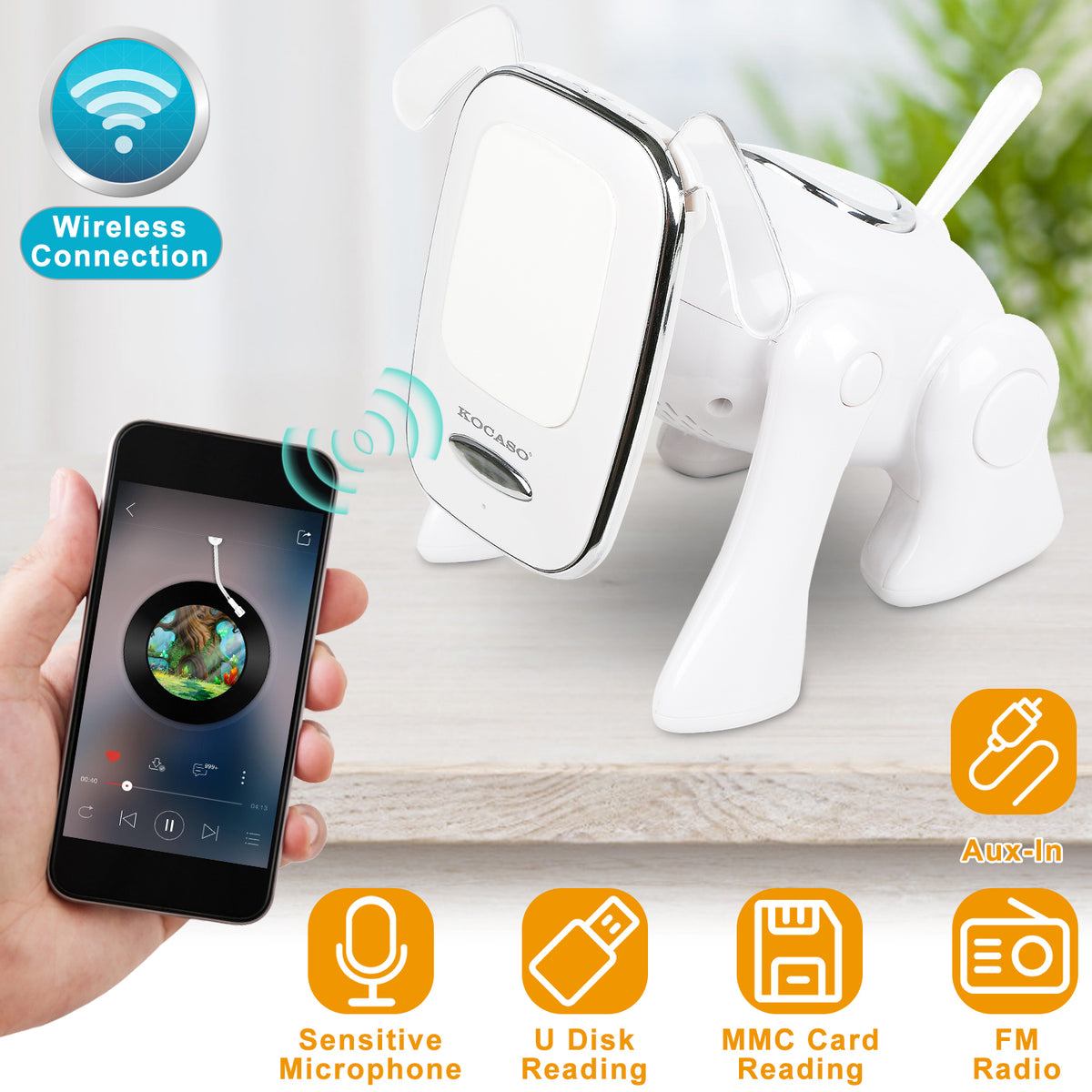 Puppy Dog Wireless Speaker Portable Mini Music Player Stereo Cute Animal Speaker with Buil