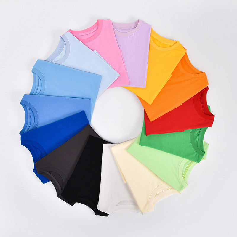T-Shirt à manches courtes pour enfants Col d'équipage Top polyvalent
