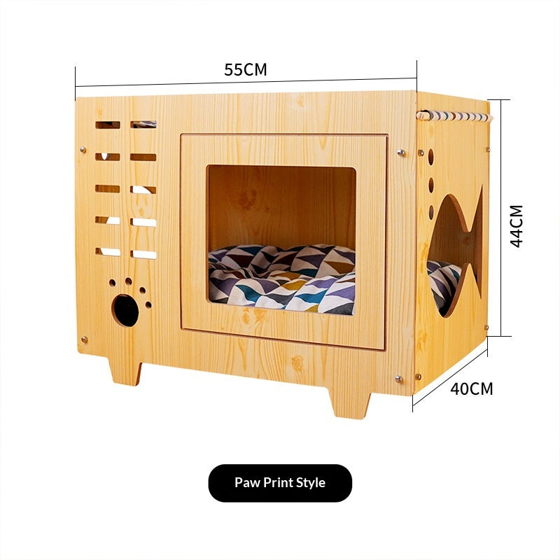 Lit d'hamac pour animaux de compagnie en bois double-layer intégré