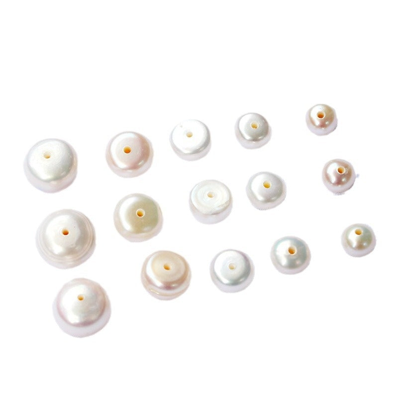 Perles blanches plates rondes en eau douce naturelle de couleur Aurora