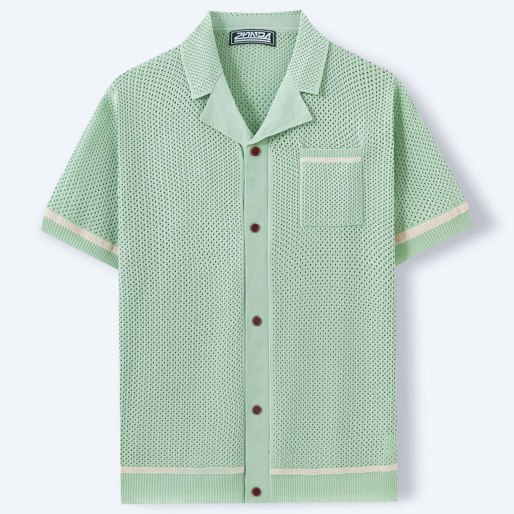 Chemise Polo à manches courtes en collier cubain d'été pour hommes