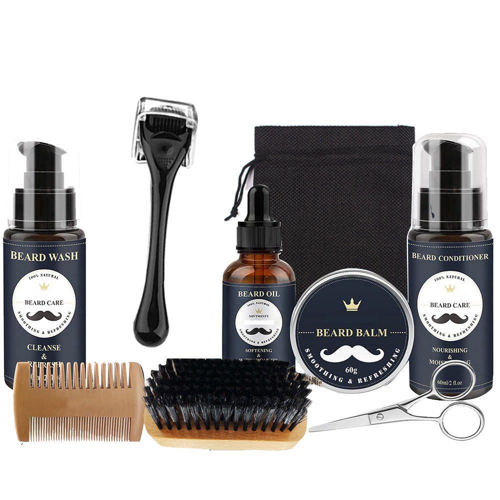 Ensemble de ciseaux de pogonotomie pour peigne balsam soin de la barbe à roulettes