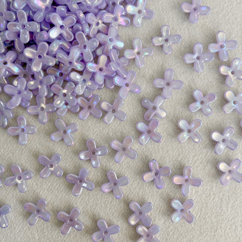 Perles de fleurs en acrylique avec paillettes dorées