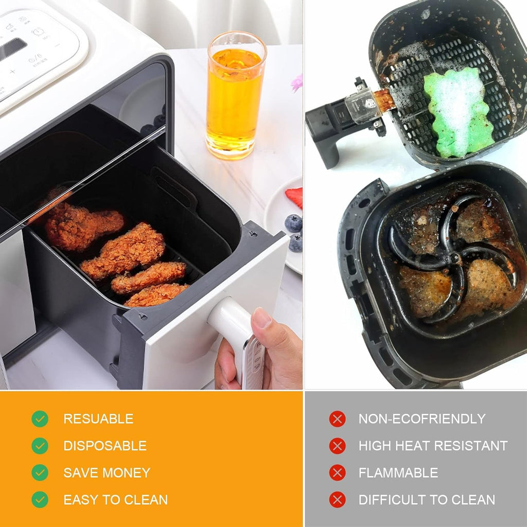 2x Air Fryer Silicone Pot Rectangle Bac de cuisson Liners de panier Insert