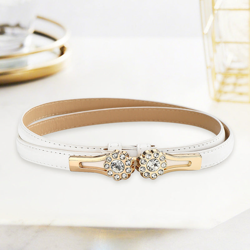 Ceinture mince réglable en Strass pour femmes