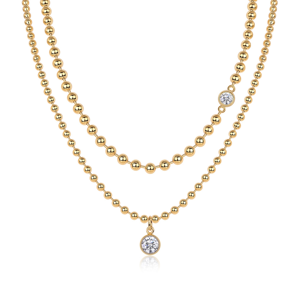 S925 Collier plaqué or argenté et stratifié