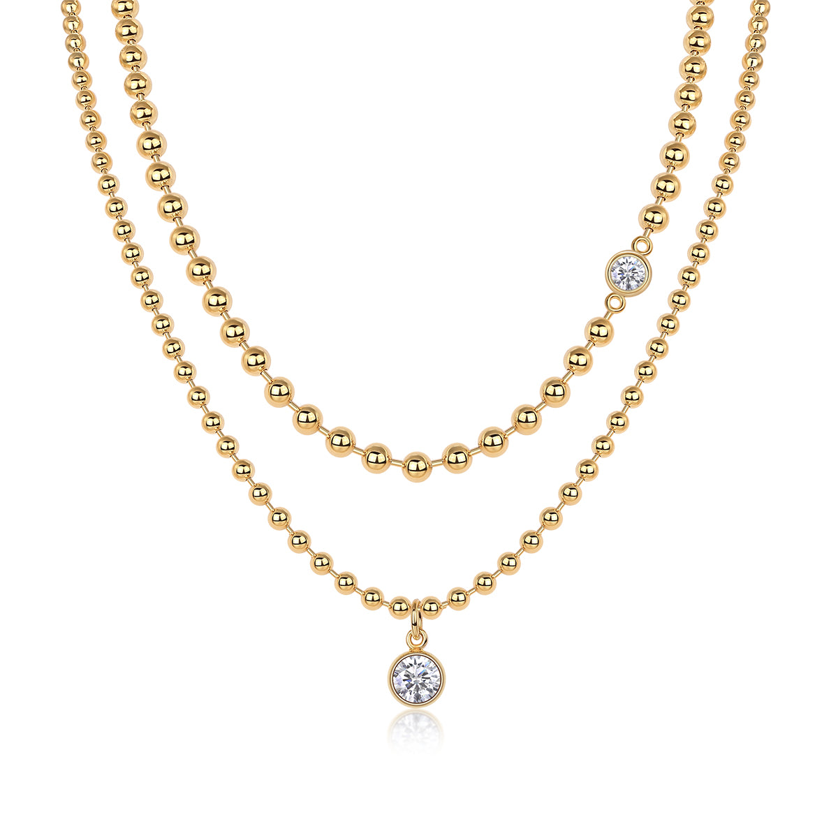 S925 Collier plaqué or argenté et stratifié