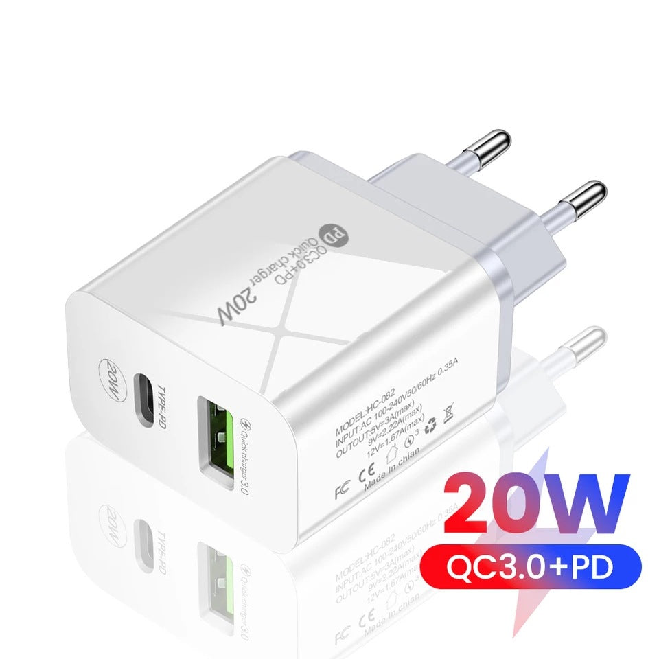 PD12W Chargeur 5V 24A Adaptateur de charge standard européen et américain britannique Type-c