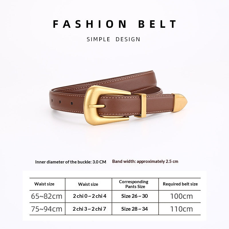 Femmes Retro Mode Unisexe Versatile Ceinture en cuir carré