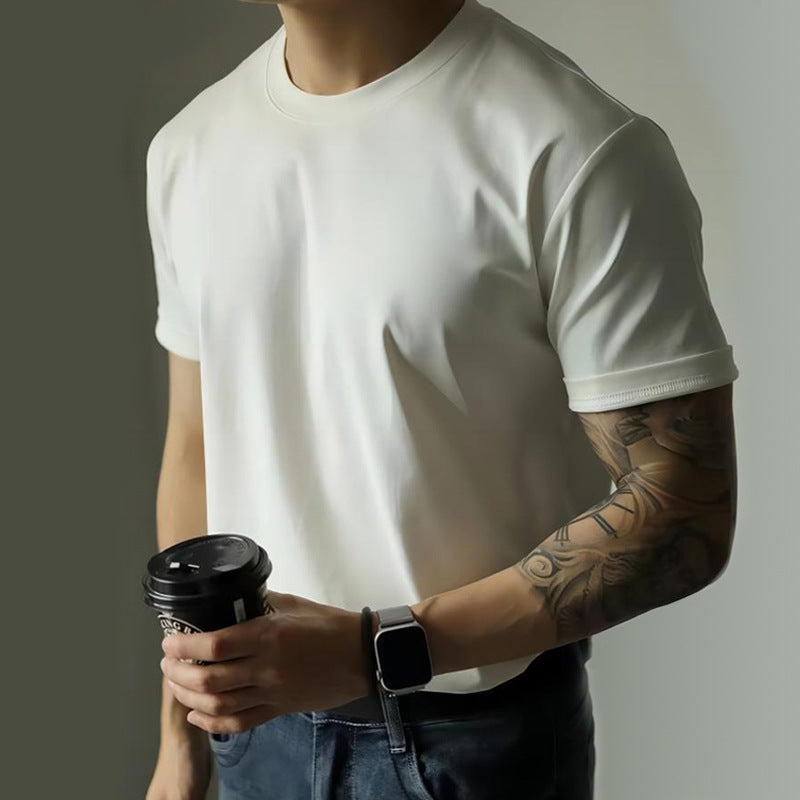 T-shirt à manches courtes pour hommes avec un petit collier