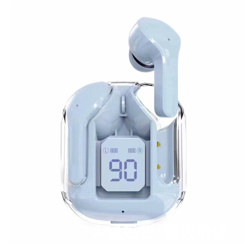Casque Bluetooth sans fil True sans fil avec boîtier transparent