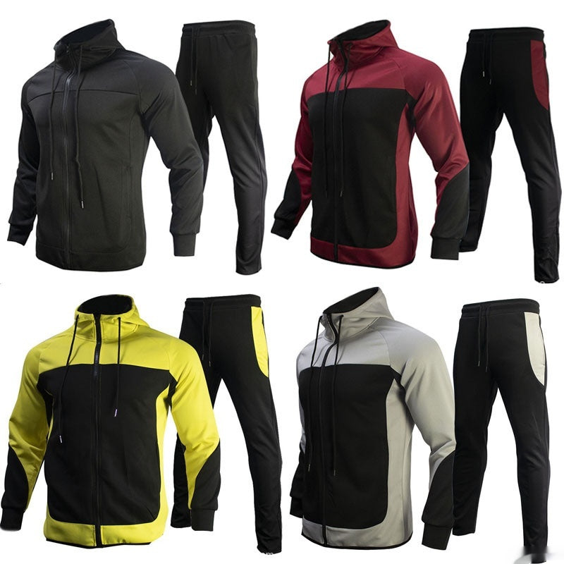 Mode homme Trendy Marque Contraste Couleur Sweatshirt Pantalons Ensemble deux pièces