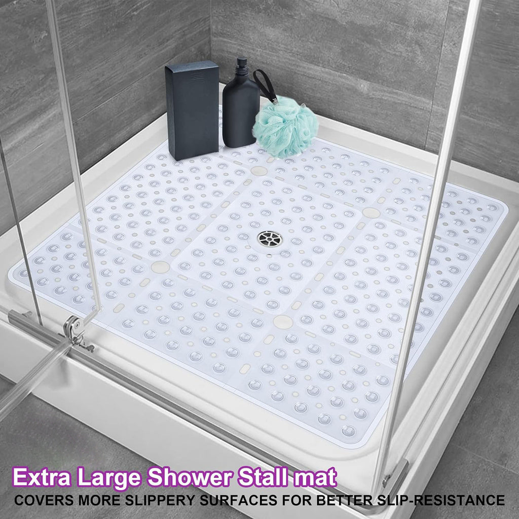 Tapis de salle de bain carré anti-dérapant Rug Toilette Suction-tasse Pad pied avec trous de drainage