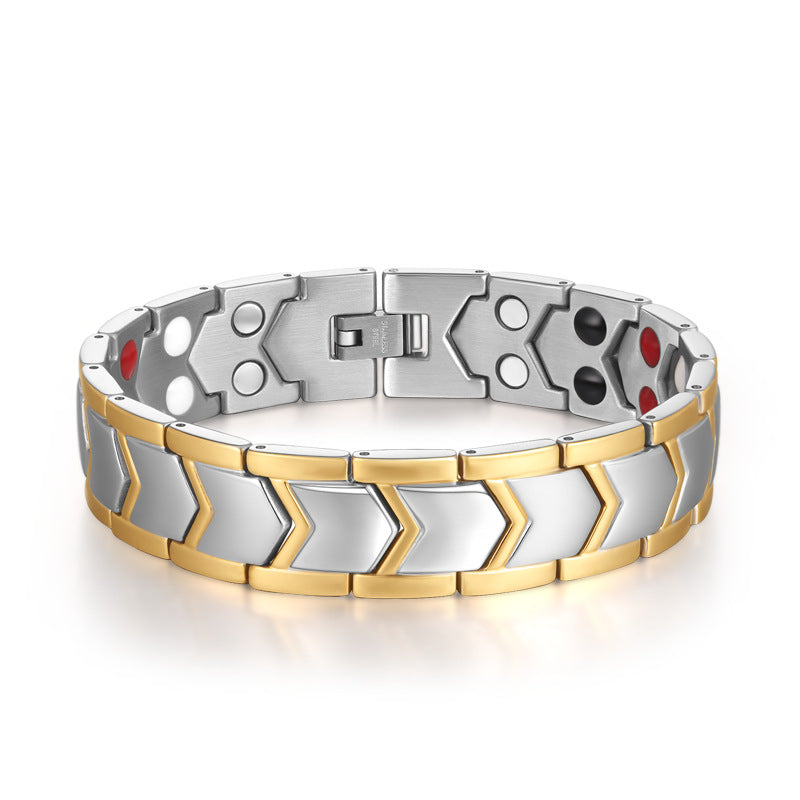 Bracelet magnétique à double rangée en or