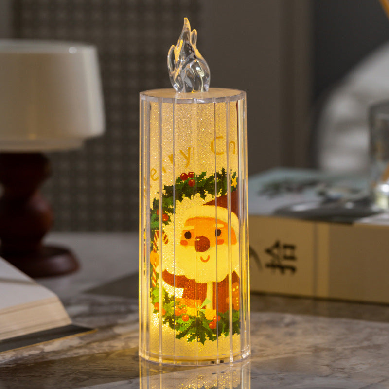 Décorations de Noël Verre transparent Led Simulation Bougies électroniques Robe de vacances