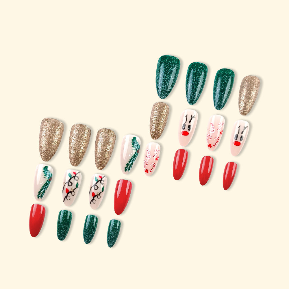 Sticker à ongles en forme de goutte d'écorce de canne à sucre de Noël
