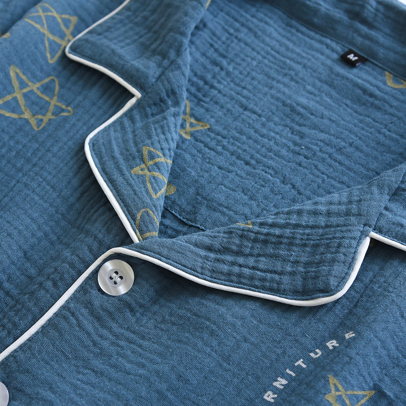 Crêpe de coton pour hommes Double couche Gauze Pajamas
