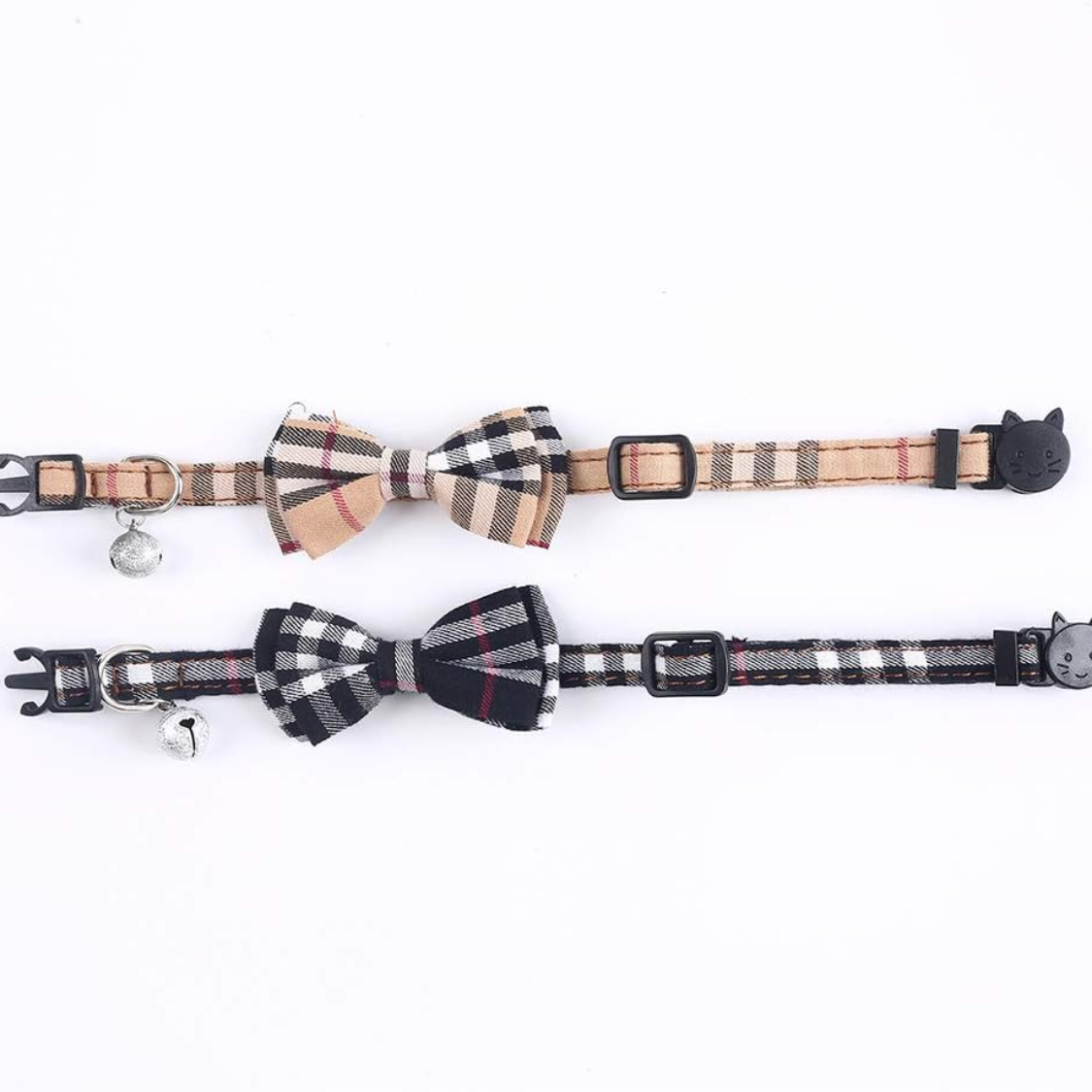 Colliers de chat Breakaway avec mignon Bow Bell 2 Pack Collier de chaton Plaid Collier de chat avec Remova