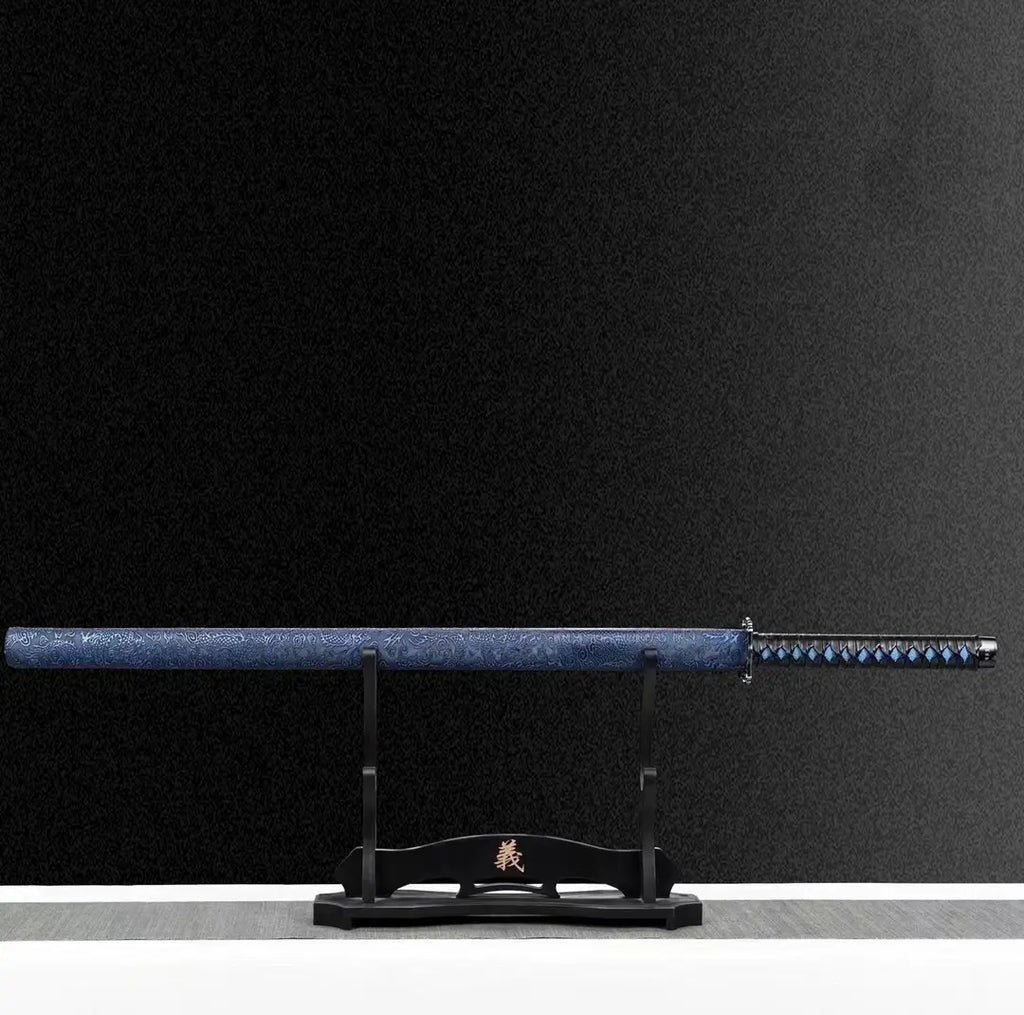 Bleu Dragon Tang saber horizontal de Longquan une pièce haute en acier manganèse collectible