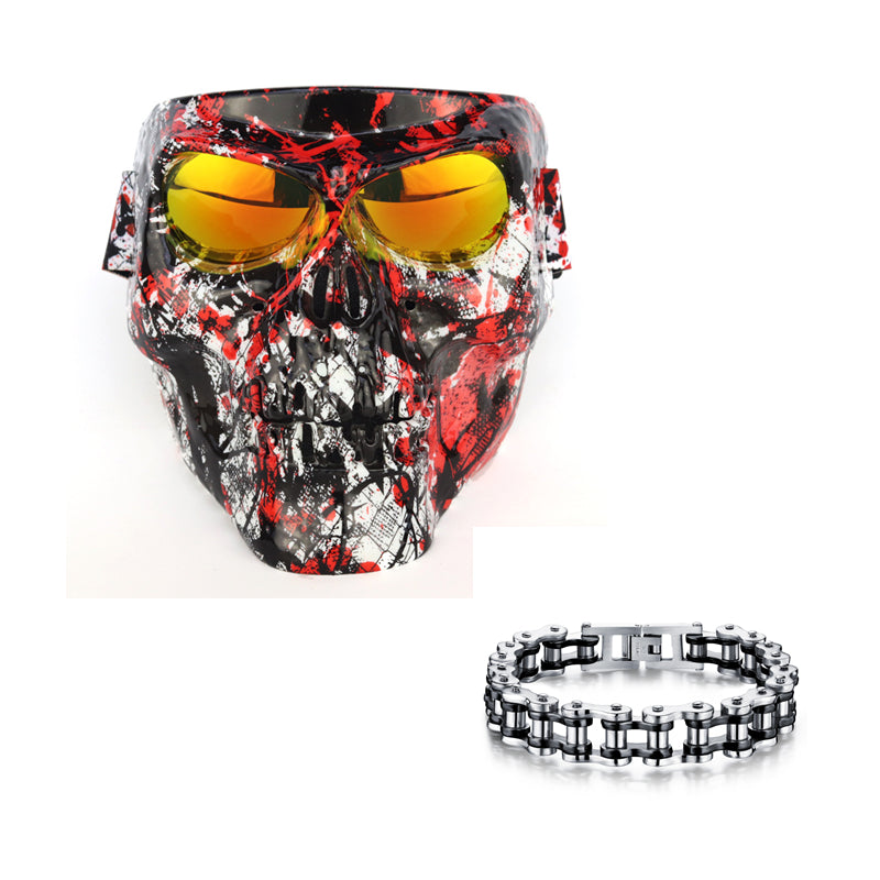 Crâne masque moto rider équipé de lunettes