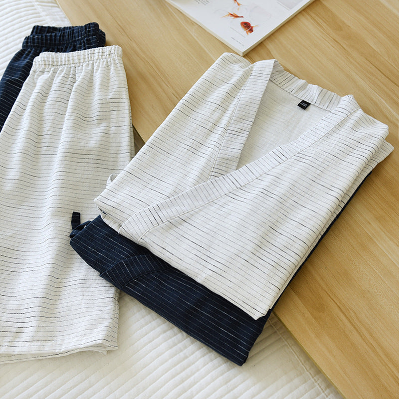 Pyjama pour hommes Kimono Printemps et coton d'été Peignoir Plus Taille Pyjama Cotton pour hommes