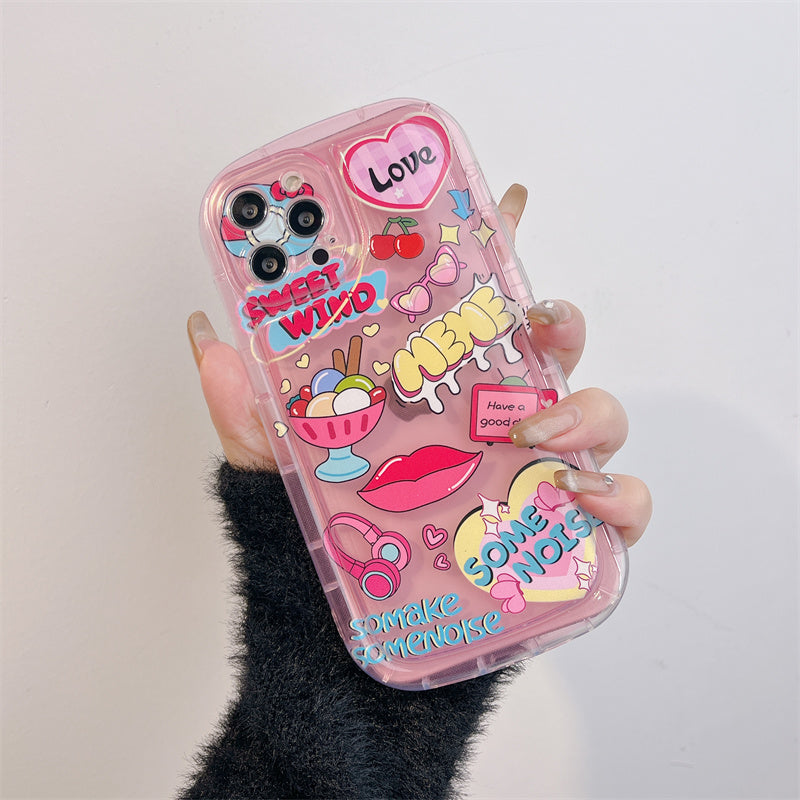 Étui de téléphone tout inclus en silicone doux et cool amour