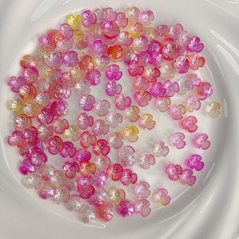 Perles 3-Pétales lumineuses de fleurs acryliques