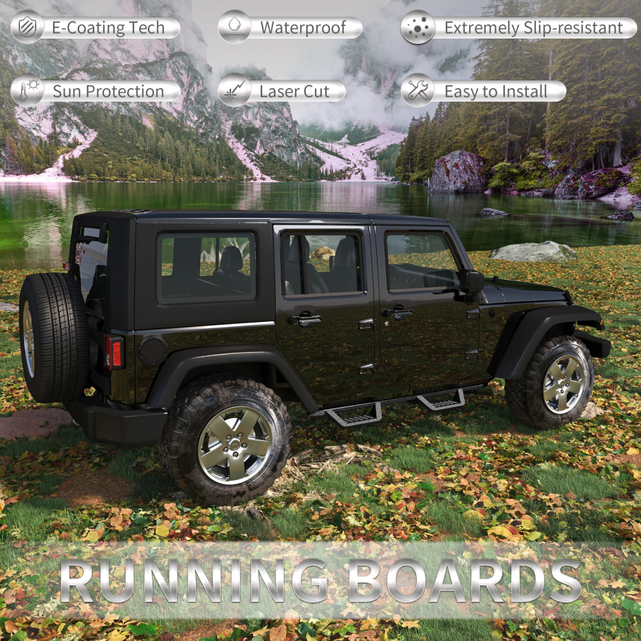 Barres Running Boards Compatibles avec Wrangler JK 4 Portes