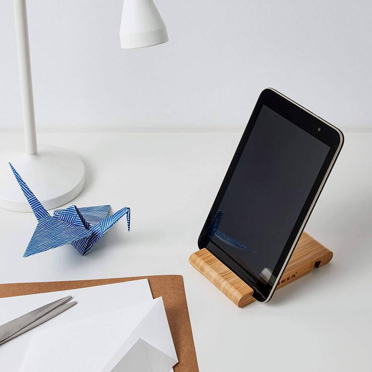 Bambou Support de téléphone mobile Double fente couleur bois