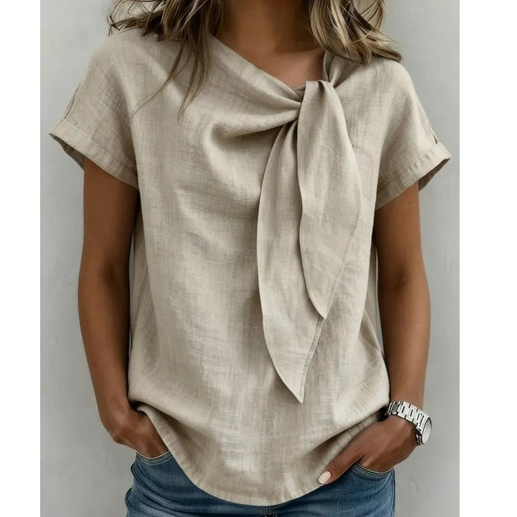 T-shirt de mode à manches courtes en coton à manches courtes pour les femmes du printemps et de l'été