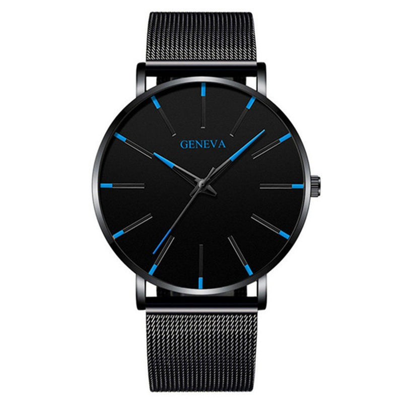 Fausse mode simple Ceinture en acier à trois yeux Montre Quartz