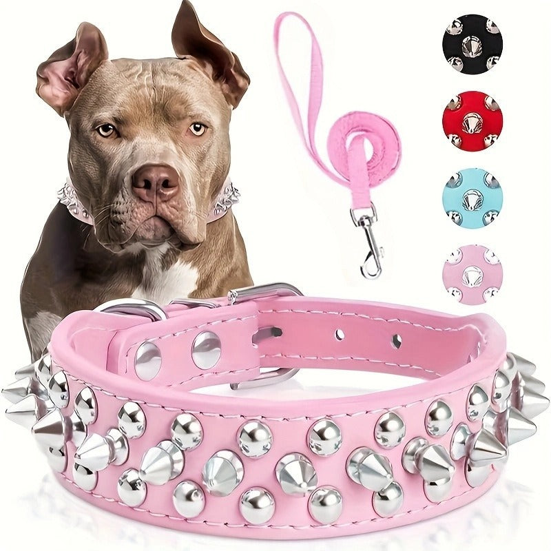 Jeu de laisse et de collier en cuir PU épaissé