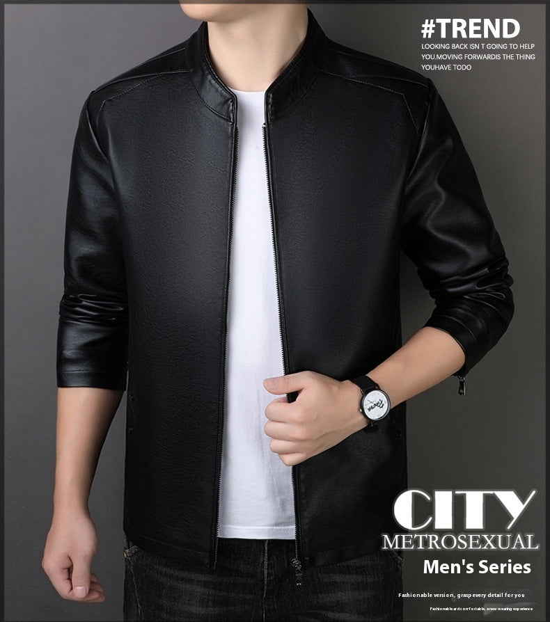 Veste en cuir PU pour hommes