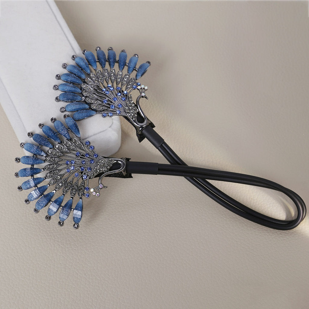Retro Blue Peacock Style Diamond Clip perle clouté Exquisement élégant pour les courbes et