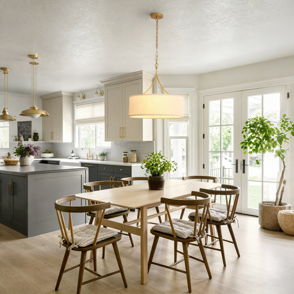 3-Light Fabric Modern Pendant Light