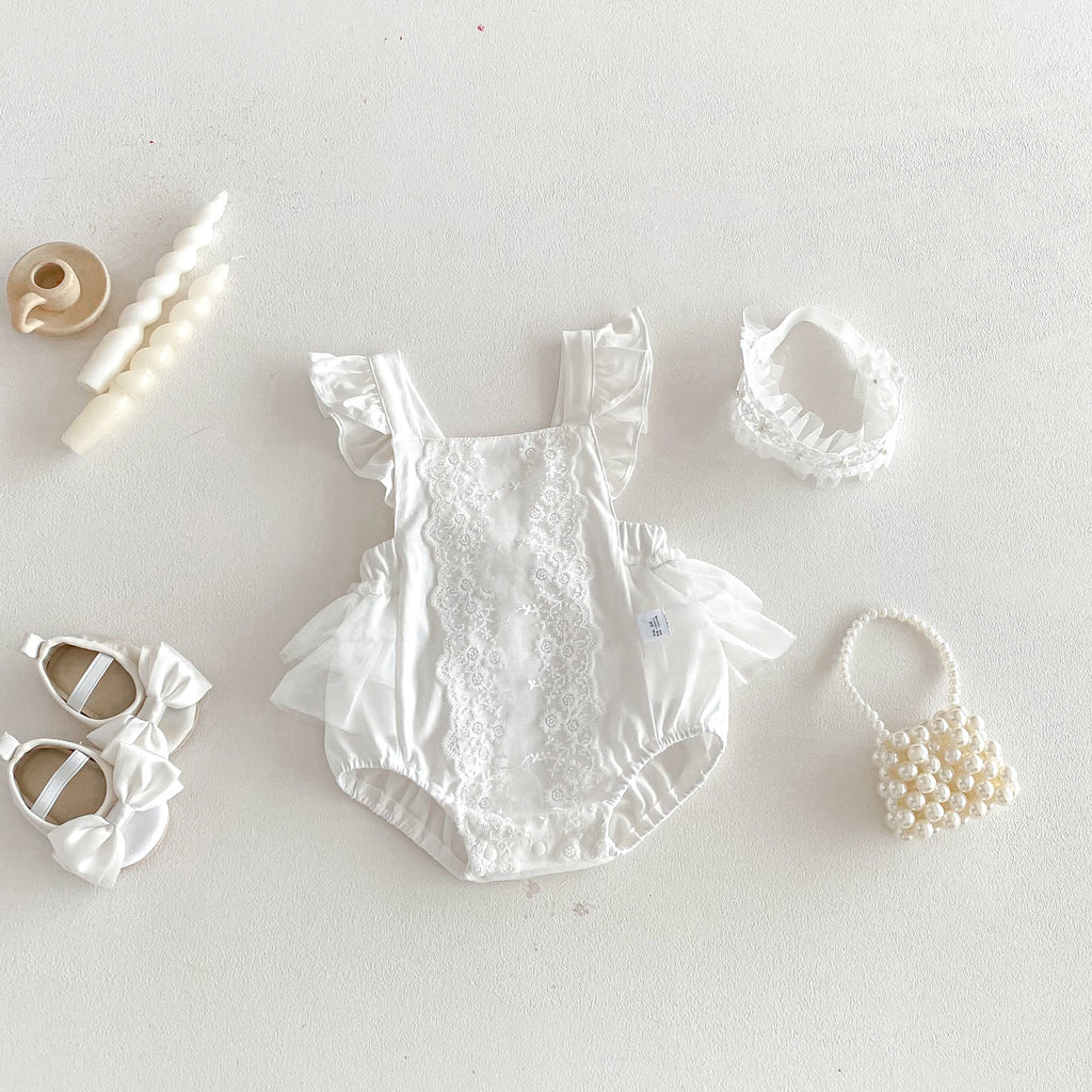 Romper de dentelle d'été pour les filles de bébé