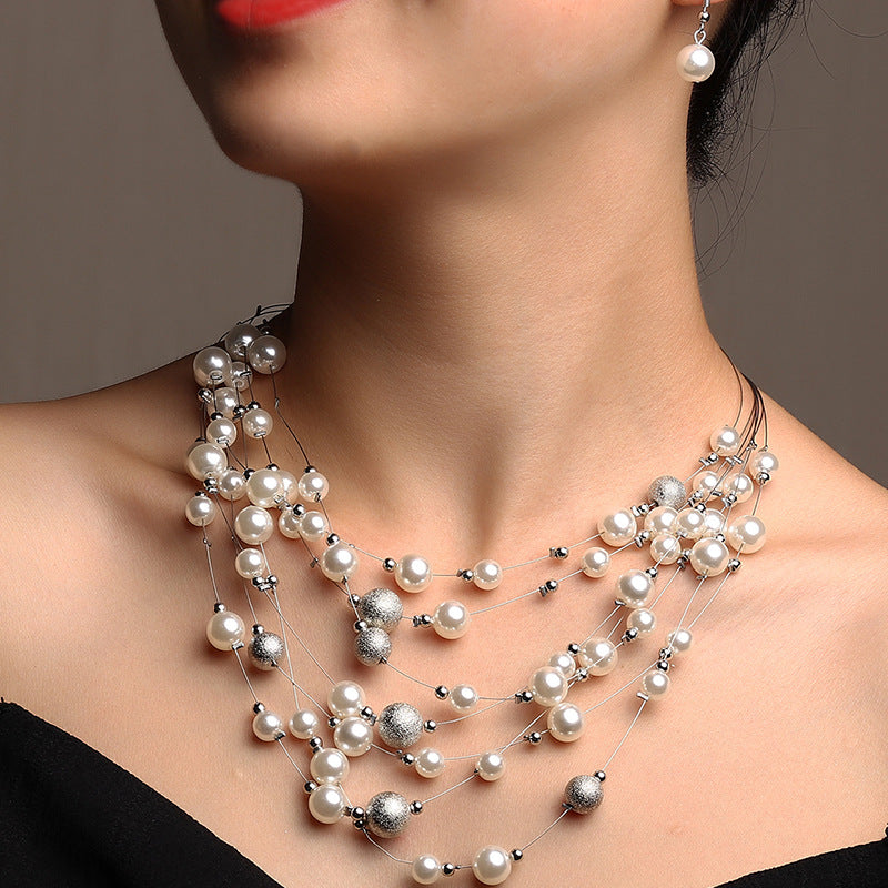 Pendentif collier en perles multicouches