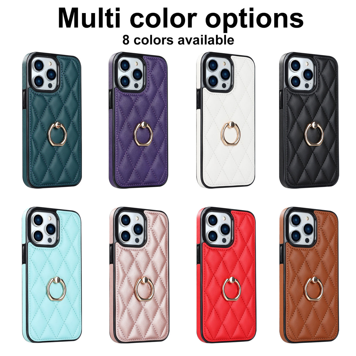 Boîtier de téléphone Ring Diamond Bracket Etui de téléphone en cuir Résistant aux chutes pour femmes