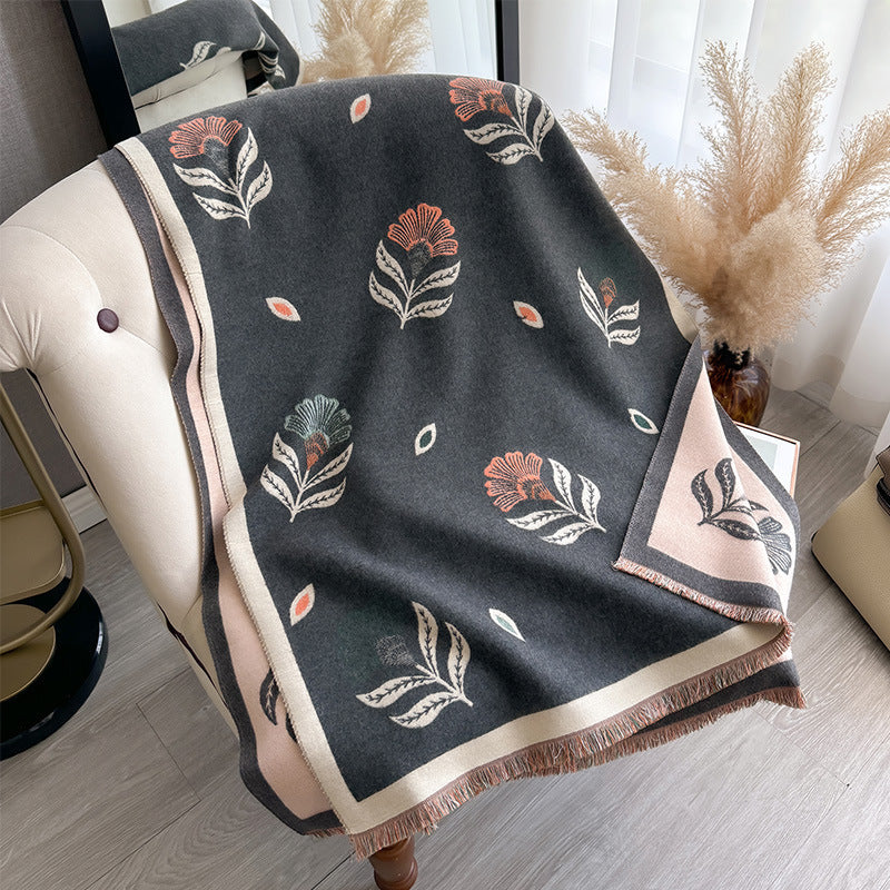 Châle simple de cachemire-feel féminin avec impression florale