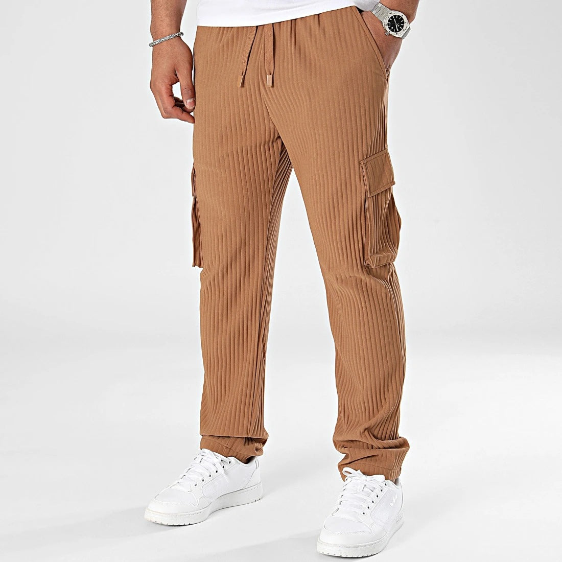 AutomneHiver Arrivée Plissé Fashionable String à couleurs solides Pantalon de travail occasionnel