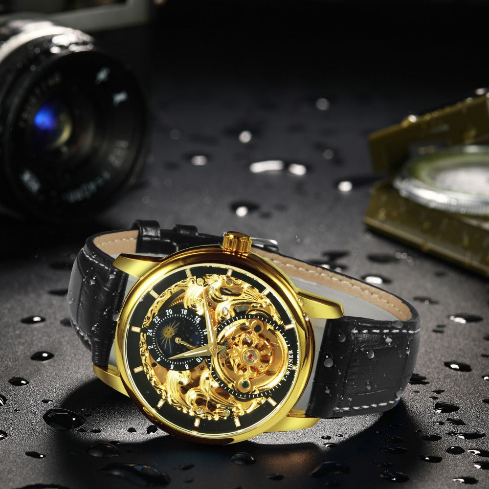 Montre mécanique Hollow automatique sculptée