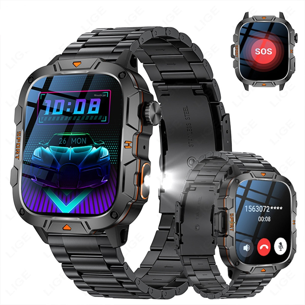Carré Grand écran Multi-fonctions Sports Courante Coeur Montre intelligente